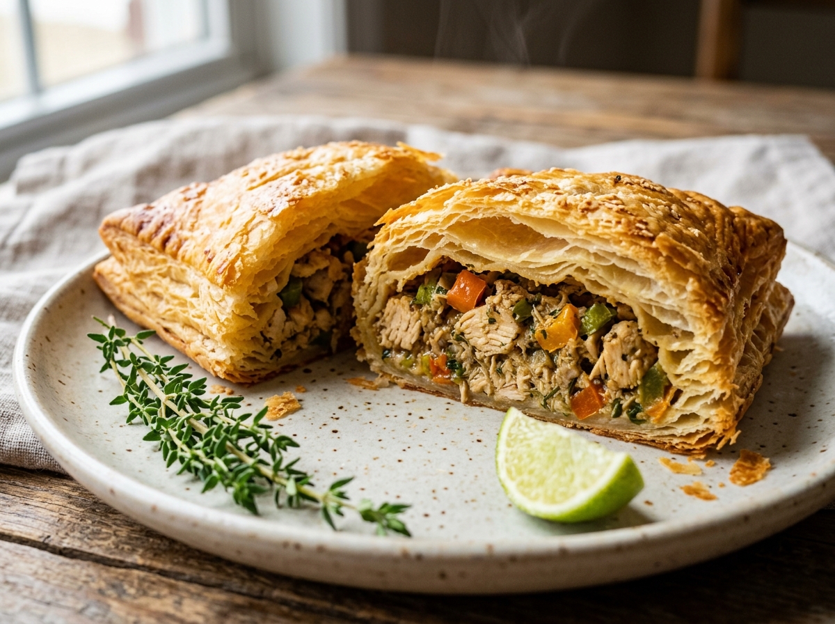 Haitian Chicken Pâté sliced open showing tender spiced filling